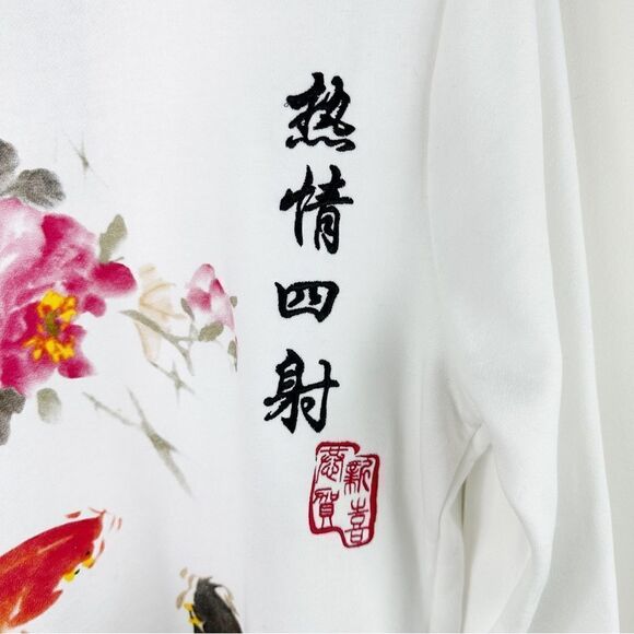 Blind Rooster White w/Koi Pond Graphic Crewneck Pullover Sweatshirt Sz S - Picture 5 of 14